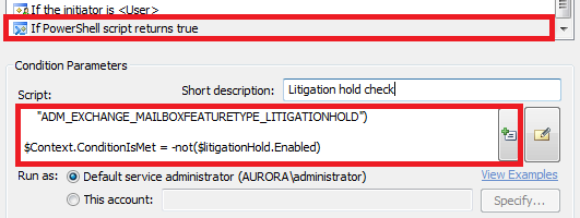 Configure Office 365 Litigation Hold in Custom Command - Adaxes Q&A